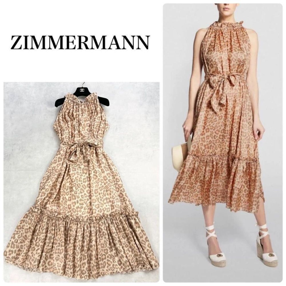 Zimmermann Leopard Print Sleeveless  100% silk Dress, S